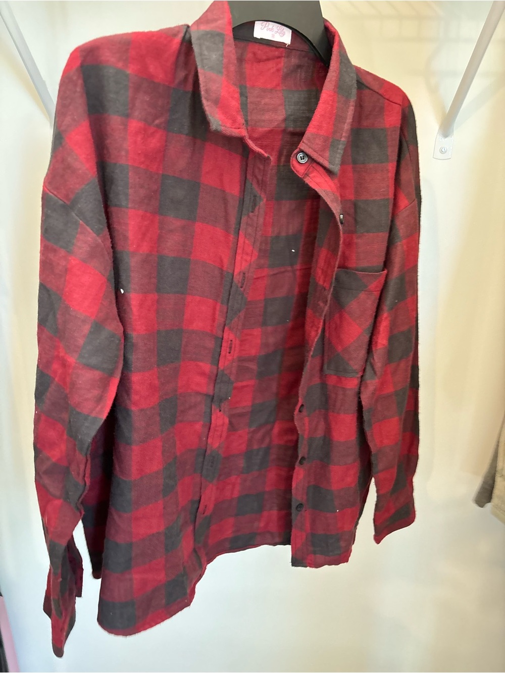 Pink Lily Red & Black Plaid Shirt